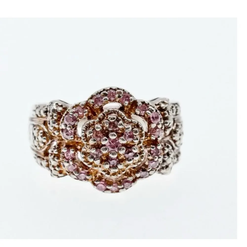 925 Sterling Silver Morganite Ring Size 10.25